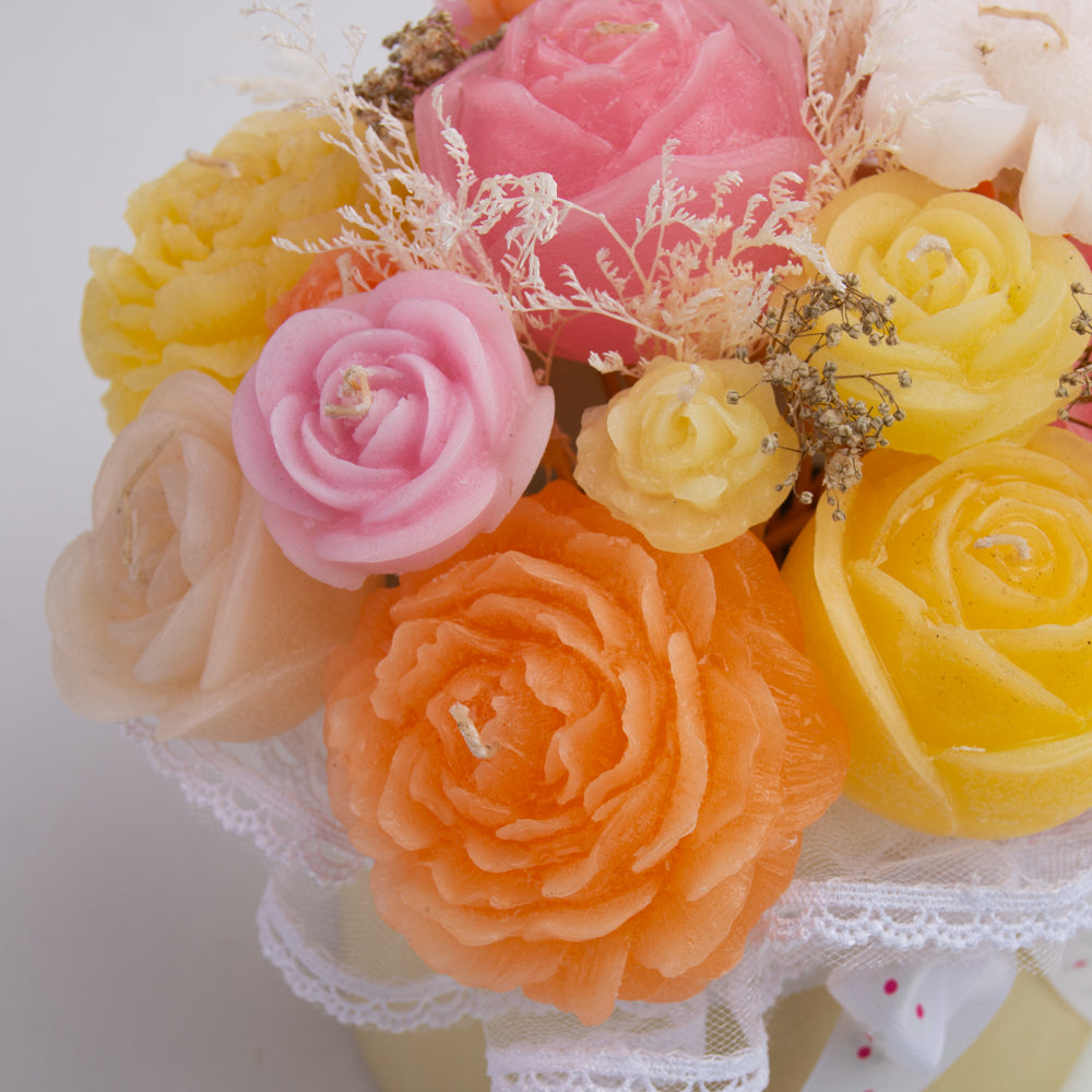 Glow & Bloom Scented Candle Flower Bouquet by Giftos